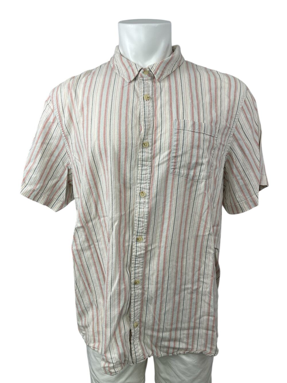 Marine Layer Men's White Pink Striped Short Sleeve Button Down Shirt Top Sz XXL